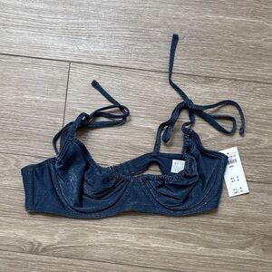 Abercrombie & Fitch Navy Shimmer Underwire Bikini Top